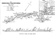 The Opening of the Baltic Canal: map and section of the canal, 1895. Creator: George Philip & Son Ltd
