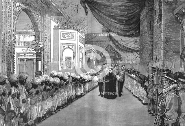 'The opening of the Colonial and Indian Exhibition by the Queen - 'Twixt East and West', 1886.  Creator: Unknown.