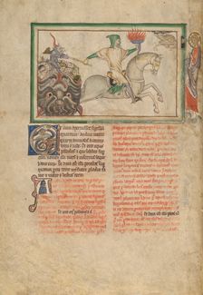 The Opening of the Fourth Seal: The Fourth Horseman; Dyson Perrins Apocalypse, about 1255-1260. Creator: Unknown