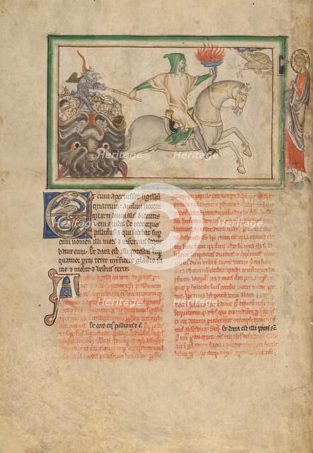 The Opening of the Fourth Seal: The Fourth Horseman; Dyson Perrins Apocalypse, about 1255-1260. Creator: Unknown.