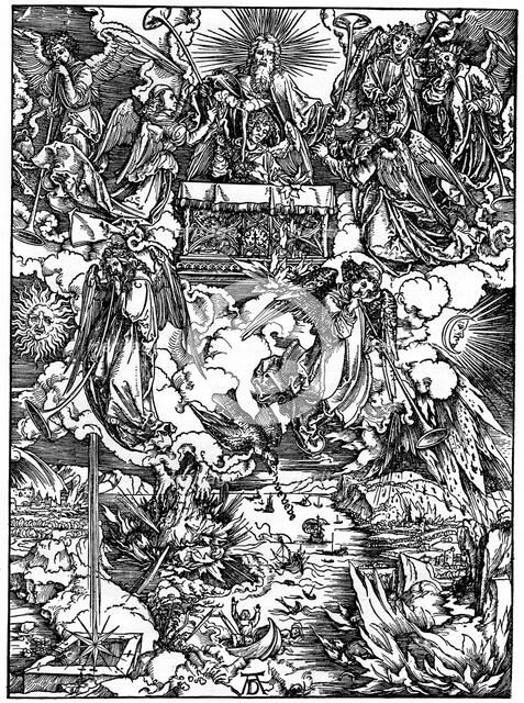 'The Opening of the Seventh Seal, The Seven Angels with the trumpets', 1498, (1936). Artist: Albrecht Dürer