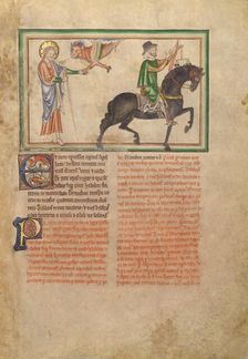 The Opening of the Third Seal: The Third Horseman; Dyson Perrins Apocalypse, about 1255-1260. Creator: Unknown