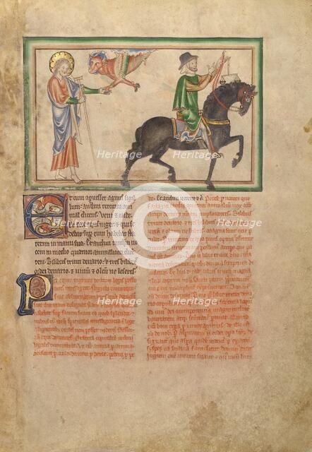 The Opening of the Third Seal: The Third Horseman; Dyson Perrins Apocalypse, about 1255-1260. Creator: Unknown.