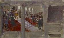 The opening of the university, a rehearsal for the wall painting of the banquet hall..., c1915. Creator: Akseli Gallen-Kallela