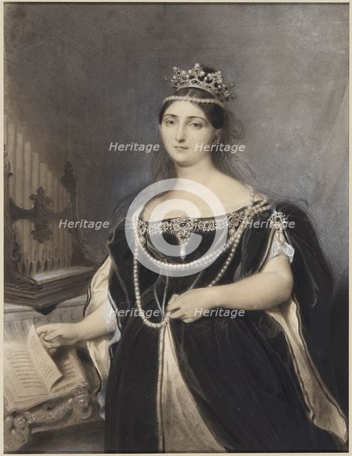 The opera singer Giuditta Pasta (1798-1865), as Anna Bolena in the opera by Gaetano Donizetti, 1832. Creator: Henriquel-Dupont, Louis Pierre (1797-1892).