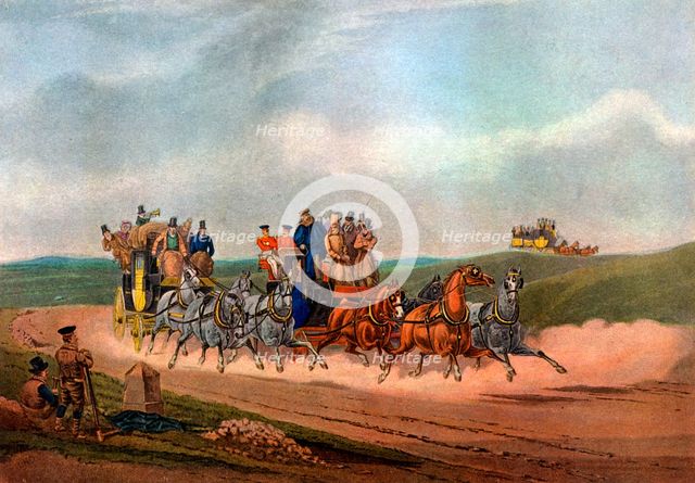 'The Opposition Coaches', 1837 (1927).Artist: Charles Cooper Henderson