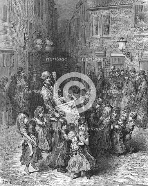 'The Organ in the Court', 1872.  Creator: Gustave Doré.