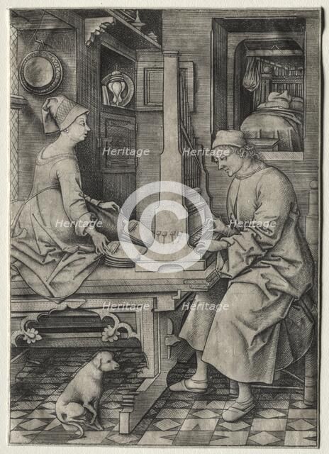 The Organ Player and His Wife. Creator: Israhel van Meckenem (German, c. 1440-1503).