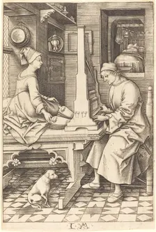 The Organ Player and His Wife, c. 1495/1503. Creator: Israhel van Meckenem