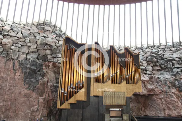 The organ, Temppeliaukio Church, Helsinki, Finland, 2011.  Creator: Sheldon Marshall.