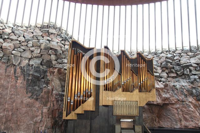 The organ, Temppeliaukio Church, Helsinki, Finland, 2011.  Creator: Sheldon Marshall.
