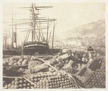 The Ordnance Wharf, Balaklava, 1855. Creator: Roger Fenton