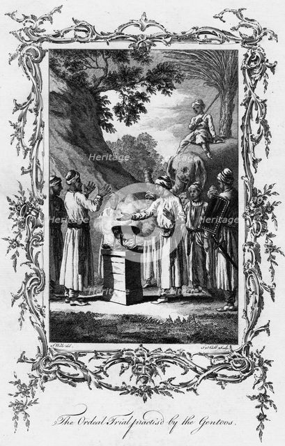 'The ordeal trial practis'd by the Gentoos', c1770. Artist: Unknown