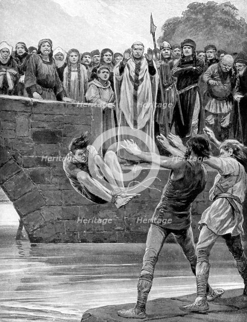 The ordeal of cold water, (c1920).Artist: Richard Caton Woodville II