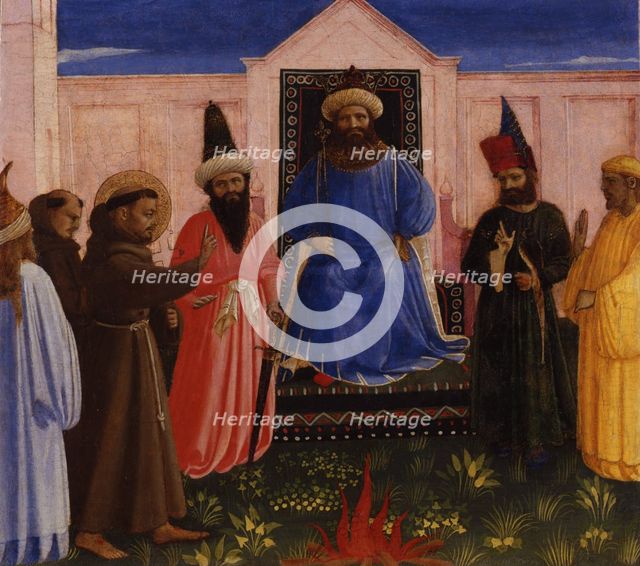 The ordeal of fire of Saint Francis before the Sultan.