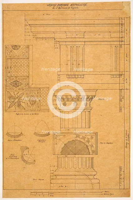 The Orders of Architecture: Student drawings after a French edition of Vignola, c. 1875. Creator: Louis Sullivan.