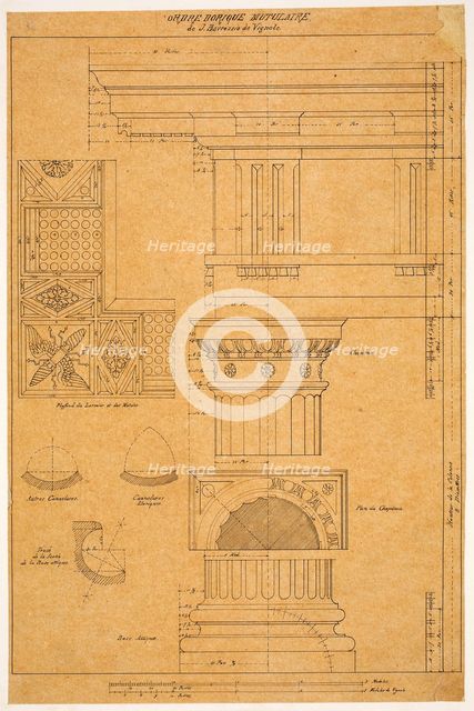 The Orders of Architecture: Student drawings after a French edition of Vignola, c. 1875. Creator: Louis Sullivan.