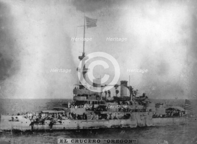 The Oregon battleship, (1898), 1920s. Artist: Unknown