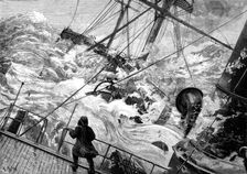 The Orient Line steamer Chimborazo in a gale, 1880. Creator: Unknown