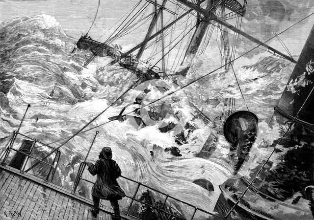 The Orient Line steamer Chimborazo in a gale, 1880. Creator: Unknown.
