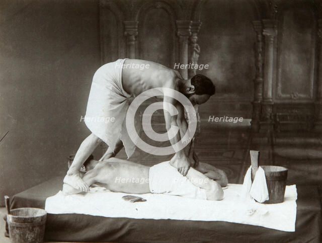 'The Oriental bath. Massage', 1880s. Artist: Dmitri Ivanovich Yermakov