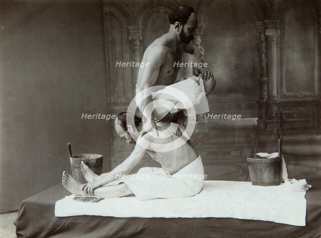 'The Oriental bath. Massage', 1880s. Artist: Dmitri Ivanovich Yermakov