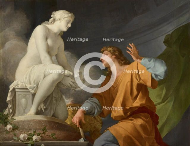 The Origin of Sculpture or Pygmalion praying Venus to animate his statue, 1786. Creator: Regnault, Jean-Baptiste (1754-1829).