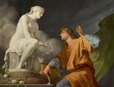 The Origin of Sculpture or Pygmalion praying Venus to animate his statue, 1786. Creator: Regnault, Jean-Baptiste (1754-1829)