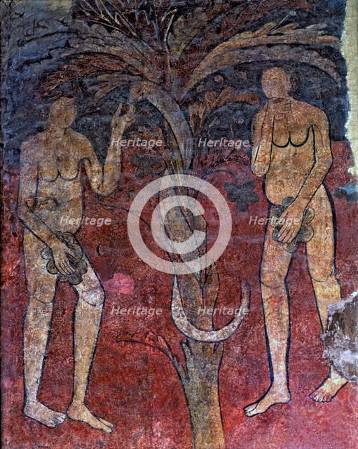 The original Sin', mural painting belonging to the triumphal arch of the central apse of the nave…