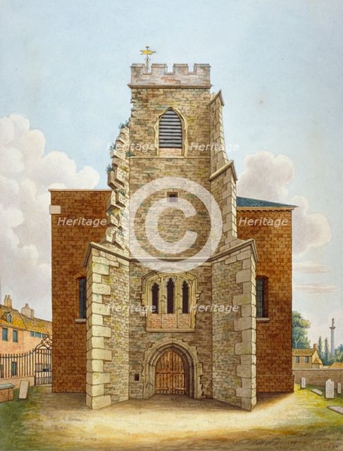 The original tower of the Church of St Lawrence, Brentford, Middlesex, c1820. Artist: Anon