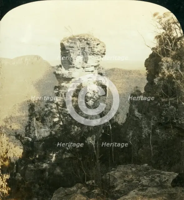 'The Orphan and Indian Face Rocks,...Blue Mountains, N.S.W., Australia', 1909.  Creator: George Rose.