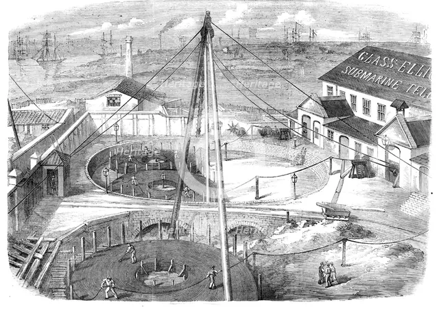 The Atlantic Cable, ready for shipment, Morden Wharf, East Greenwich, 1857. Creator: Unknown.