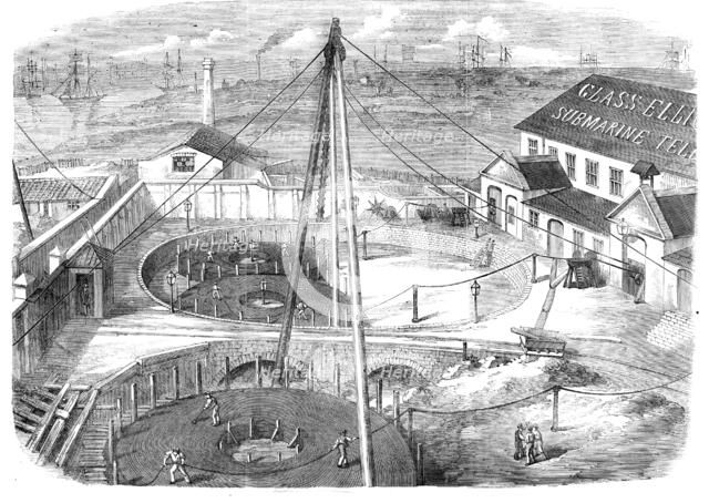 The Atlantic Cable, ready for shipment, Morden Wharf, East Greenwich, 1857. Creator: Unknown.