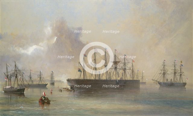 The Atlantic Telegraph Cable Fleet Assembled at Berehaven (Southwest Coast of Ireland)..., 1866. Creator: Robert Charles Dudley.