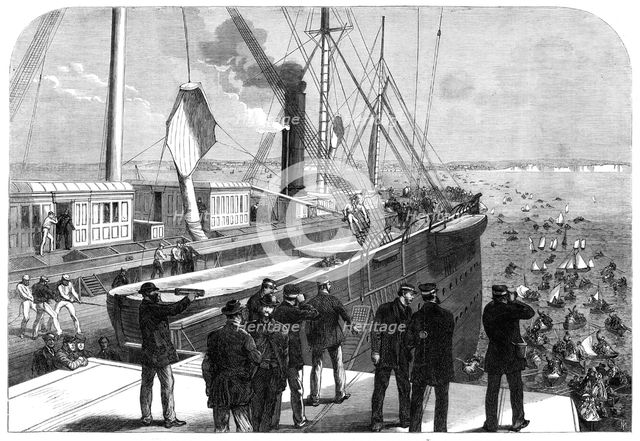 The Atlantic Telegraph Expedition: the Great Eastern off Brighton on her return home, 1865. Creator: Unknown.