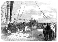 The Atlantic Telegraph Expedition: the paying-out machinery of the Great Eastern, 1865. Creator: Unknown