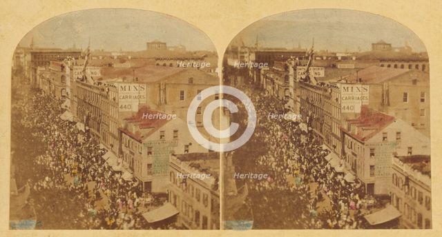 The Atlantic Telegraph Jubilee, New York; view of the Procession in its progress up the..., 1859. Creator: William England.