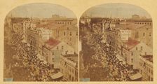 The Atlantic Telegraph Jubilee, New York; view of the Procession in its progress up the..., 1859. Creator: William England