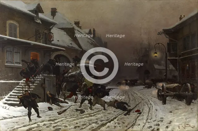 The Attack at Dawn, 1877. Creator: Alphonse de Neuville.