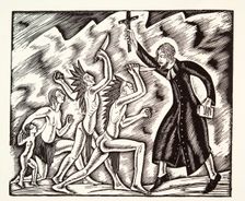 The Attack, from The Travels and Sufferings of Father Jean de Brebeuf, 1938, (wood engraving)