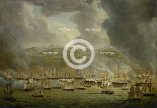 The Attack of the Combined Anglo-Dutch Squadron on Algiers, 1816, 1817. Creator: Gerardus Laurentius Keultjes.
