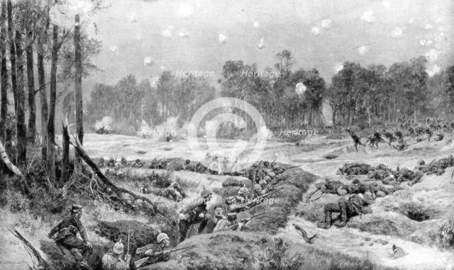 The attack of the German trenches at Nogent-l'Abbesse, Rheims front, 24th September 1914', (1926).Artist: Richard Caton Woodville II
