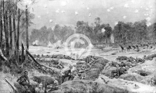 The attack of the German trenches at Nogent-l'Abbesse, Rheims front, 24th September 1914', (1926).Artist: Richard Caton Woodville II