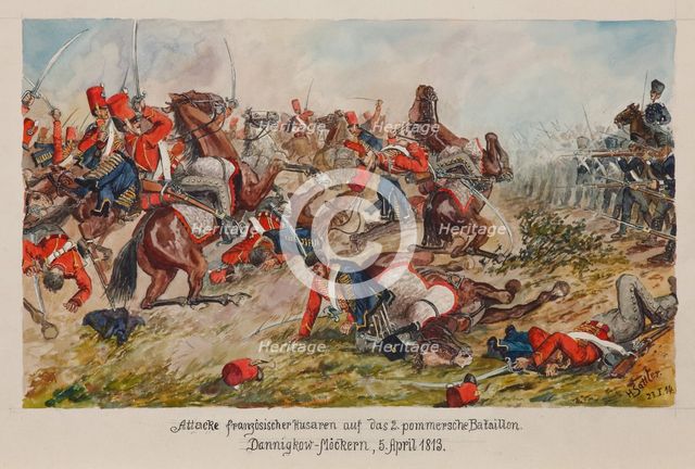 The attack of the French hussars on the 2nd Pomeranian Battalion. Dannigkow-Möckern, 5 April 1813.