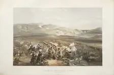 The attack of the heavy cavalry brigade in the Battle of Balaklava on October 25, 1854, 1854-1855. Creator: Simpson, William (1832-1898)