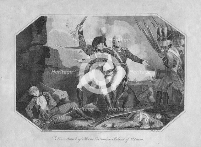 'The Attack of Morne Fortune in Island of St. Lucia', 1804.  Creator: J Taylor.