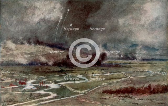 'The attack on the German positions north of the Aisne, 16th April 1917', (1926).Artist: Francois Flameng