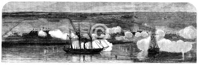 The Attack on the Peiho Forts by the English and French Fleets, 1858. Creator: Harvey Orrin Smith.