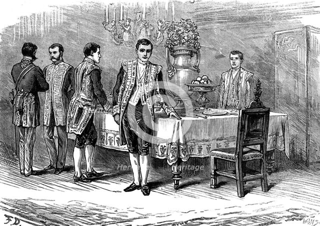 The attempt on the Czar's life: attendants at the imperial dinner table, St. Petersburg, 1880. Creator: Unknown.