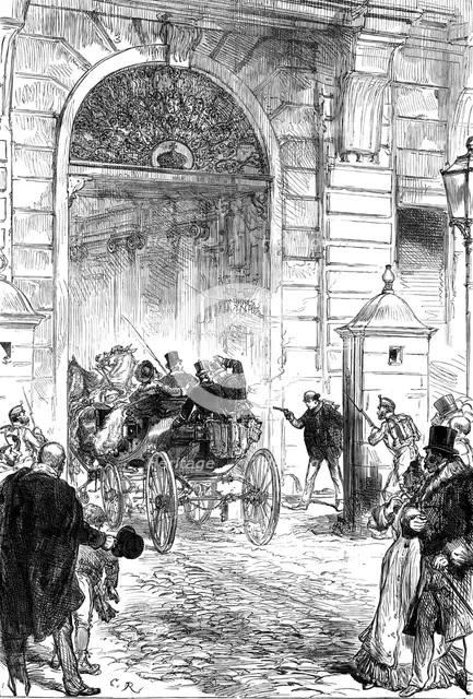 The attempt to shoot the King of Spain at Madrid, 1880. Creator: Unknown.